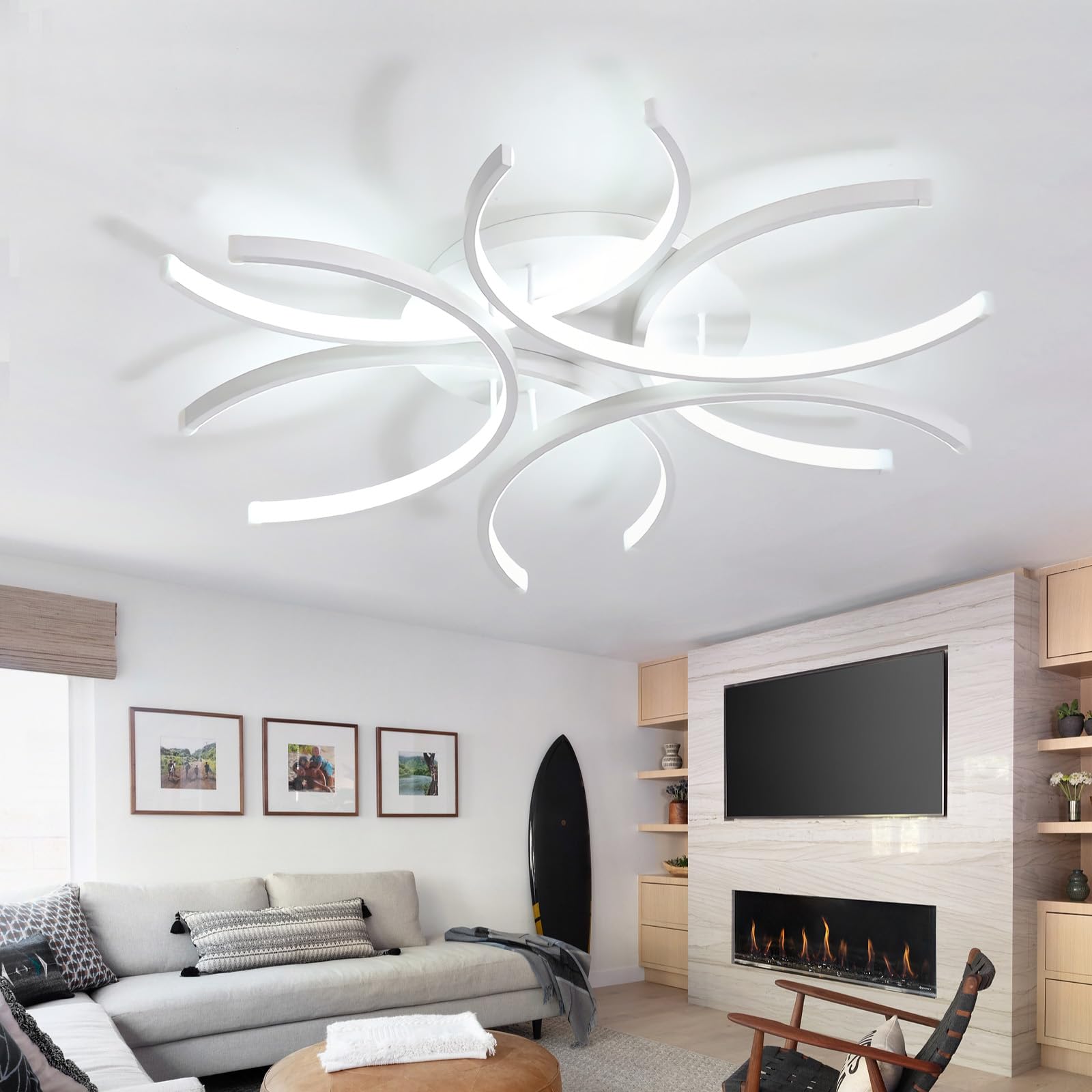 LED Lampara Techo Dormitorio Regulable Moderno Lampara de Techo y Mando a Distancia Sala 6000K Luces Techo APP Grande Salon Lampara Plafon Techo Metal Blanco para Comedor, Cocina