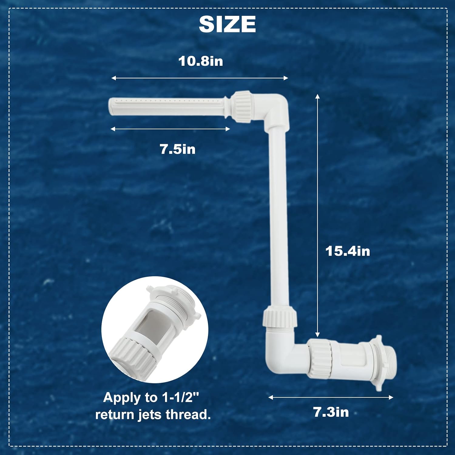 Pool Fountain for Inground Swimming Pool Adjustable Pool Fountains for Above Ground Pools Waterfall Fountain Kit Water Fun Sprinklers Fits Most 1.5" Above Inground Pools Threaded Return Jets