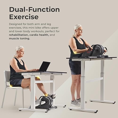 Miniatura 2 de Sunny Health & Fitness Ejercitador de pedal de doble función debajo del escritorio, mini bicicleta de cardio portátil para interiores en el