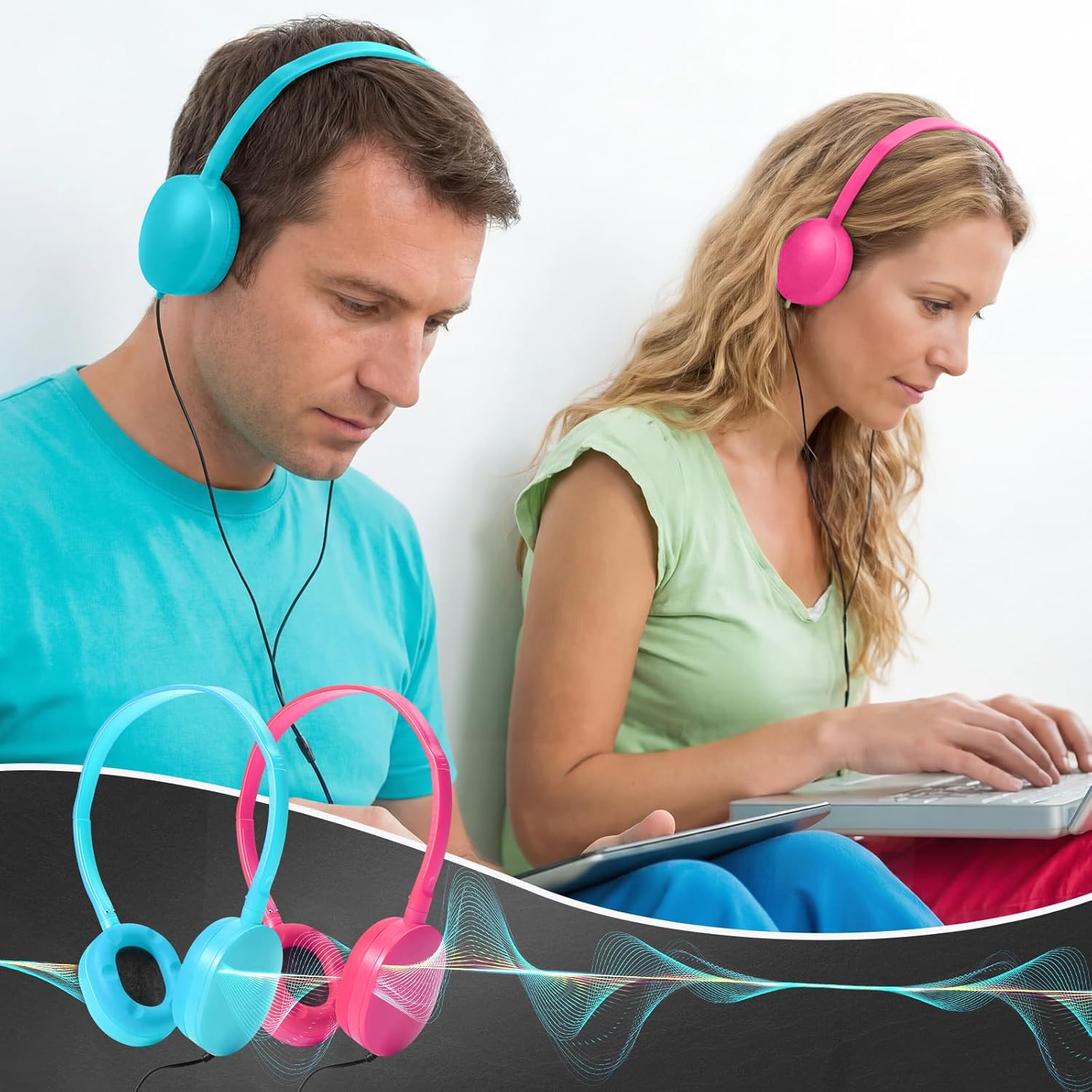 Flutesan 30 Pack Wired Headphones, Adjustable On Ear Headphones with Stereo, Earbuds for Schools, Laptop, Travel, Plane, Tablet(Mixed Colors) - Image 7