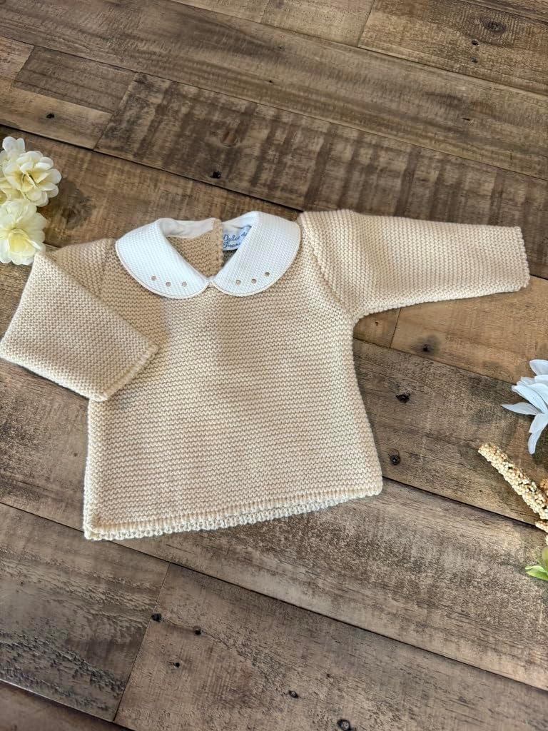 3-Piece Baby Outfit Set Knitted Infant Romper Long Sleeve Sweater Hat Overalls Boys Girls - Made in Spain