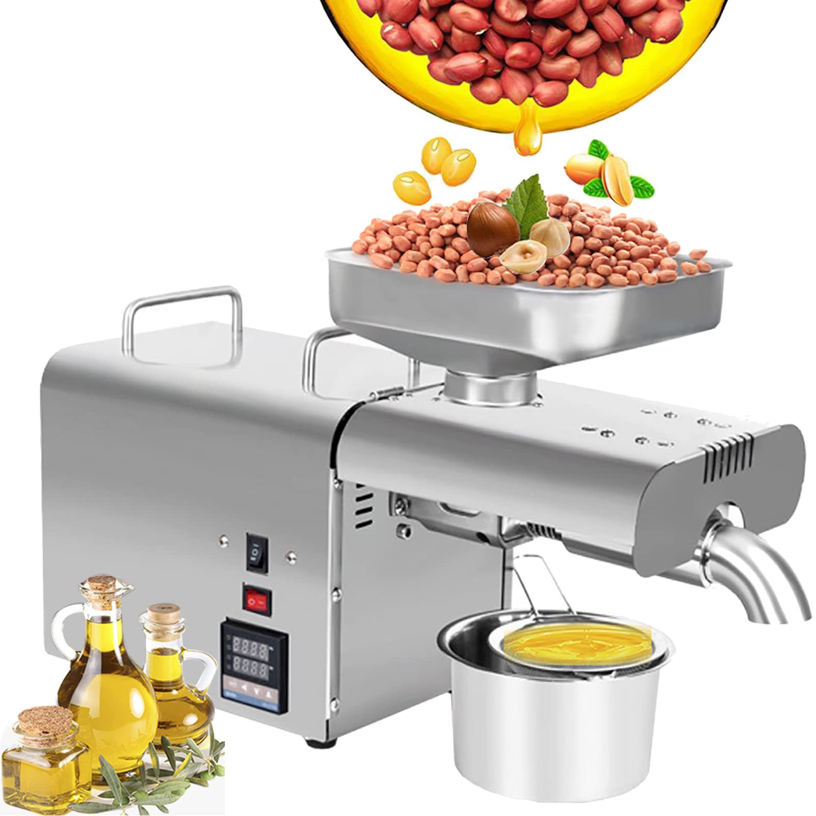TAISK 750W Electric Stainless Steel Hot/Cold Oil Expeller, with LCD Display, 24H Continuous Work,for Coconut Flax Peanut