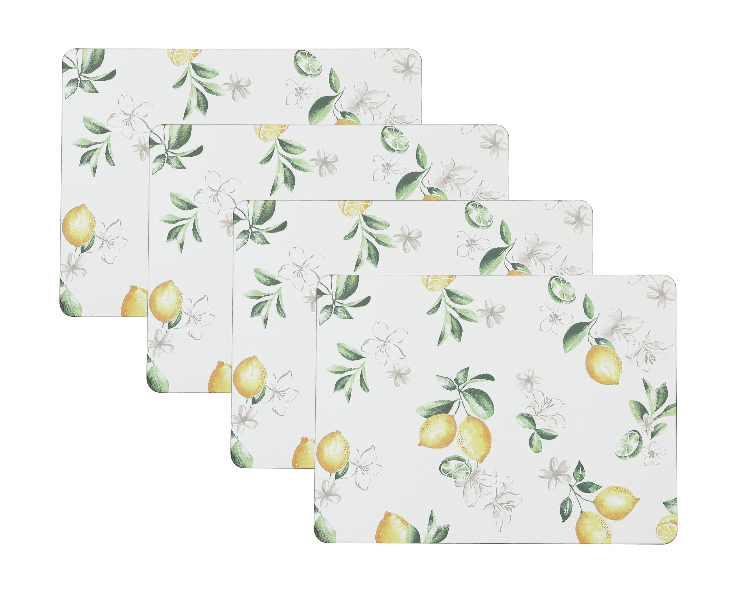 Sets de table Laura Ashley en liège motif floral citron x4