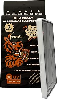 OrangeKat SlabKat Magnetic Graded Card Protector | Fits FSA & CGC Slabs | Aluminum Frame | UV Protection | Collector-Grade Display Case, Matte White