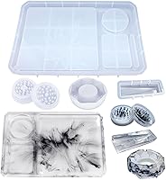 SHOSKY 5-Piece Epoxy Resin Mold Set: Large Rolling Tray, Grinder, Storage for DIY Crafts & Gifts