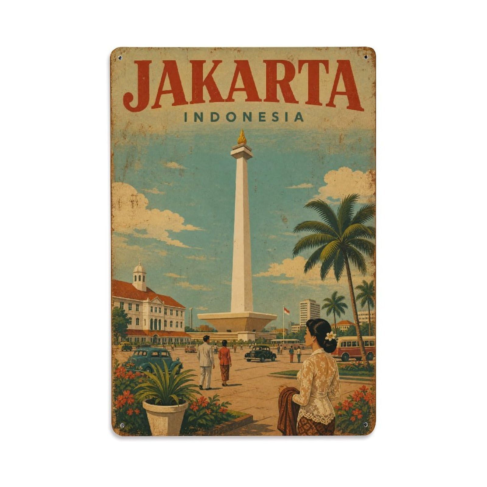 Metal Tin Sign Retro Travel Indonesia Jakarta