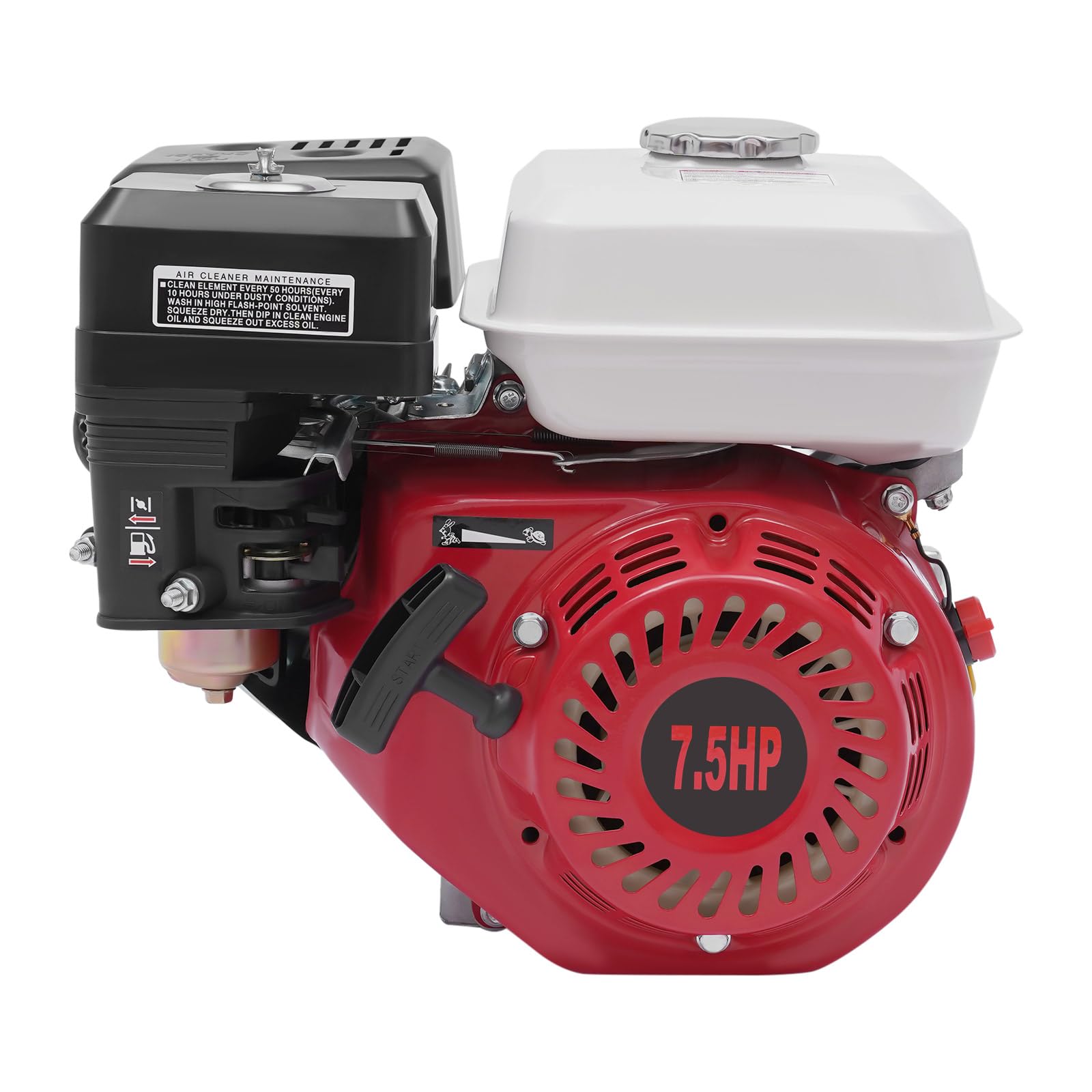 ROMYIX 4 Stroke Petrol Engine 5.1KW 7.5HP Single Cylinder Gasoline Engine forced air cooling Pull Start Replacement Engine Gasoline Engine (7.5HP White) โ image 1