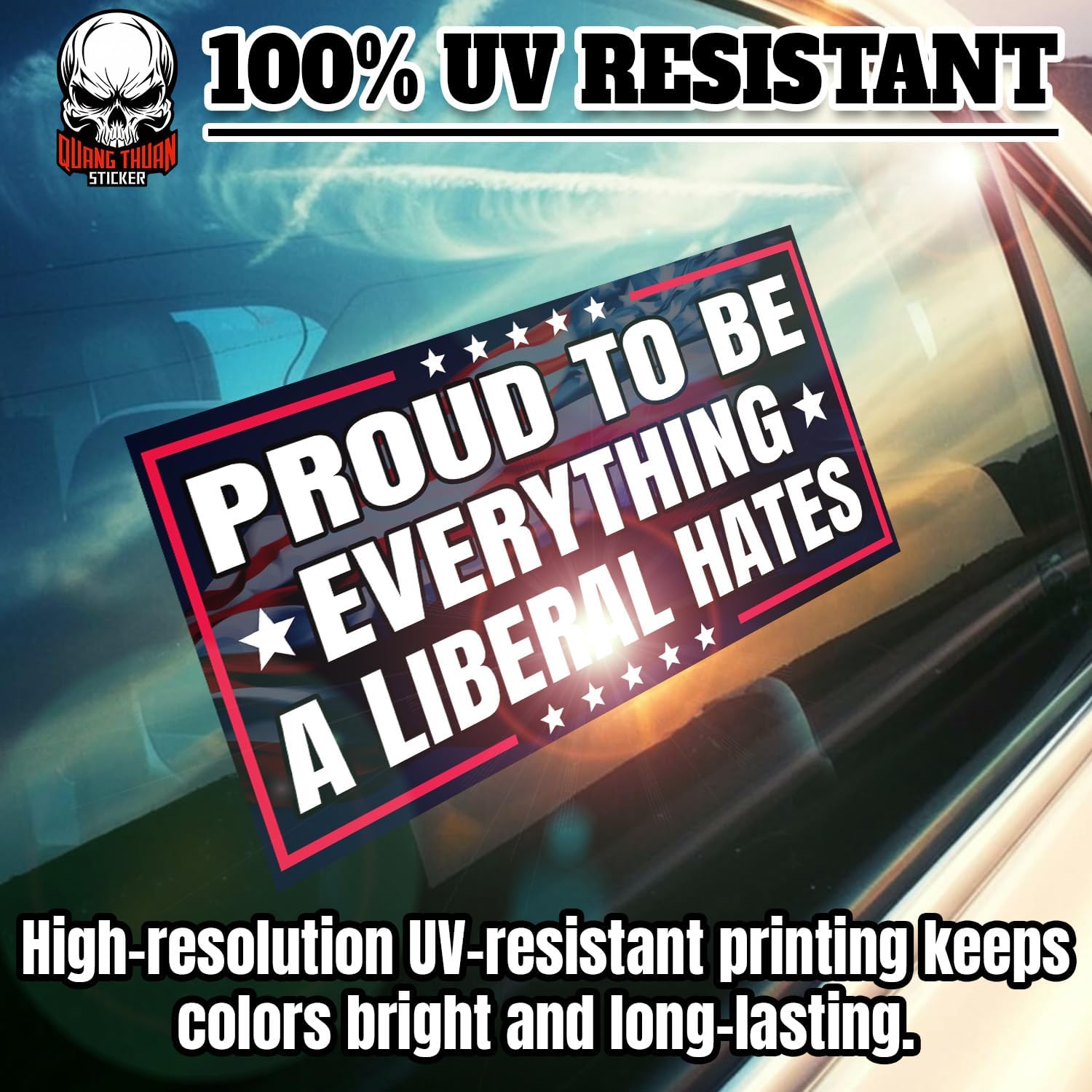 (4Pcs-7.5x3.75in) Proud to Be Everything A Liberal Hates Bumper Sticker Warning Does Not Play Well with Liberals Waterproof Vinyl Sticker for Doors Trucks Cars