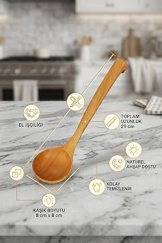 Ahşap Tahta Mutfak Kaşık Seti 6 Parça Kayın, Şimşir Ve Bambu Ağacı Ağaç Kaşık MNT-016