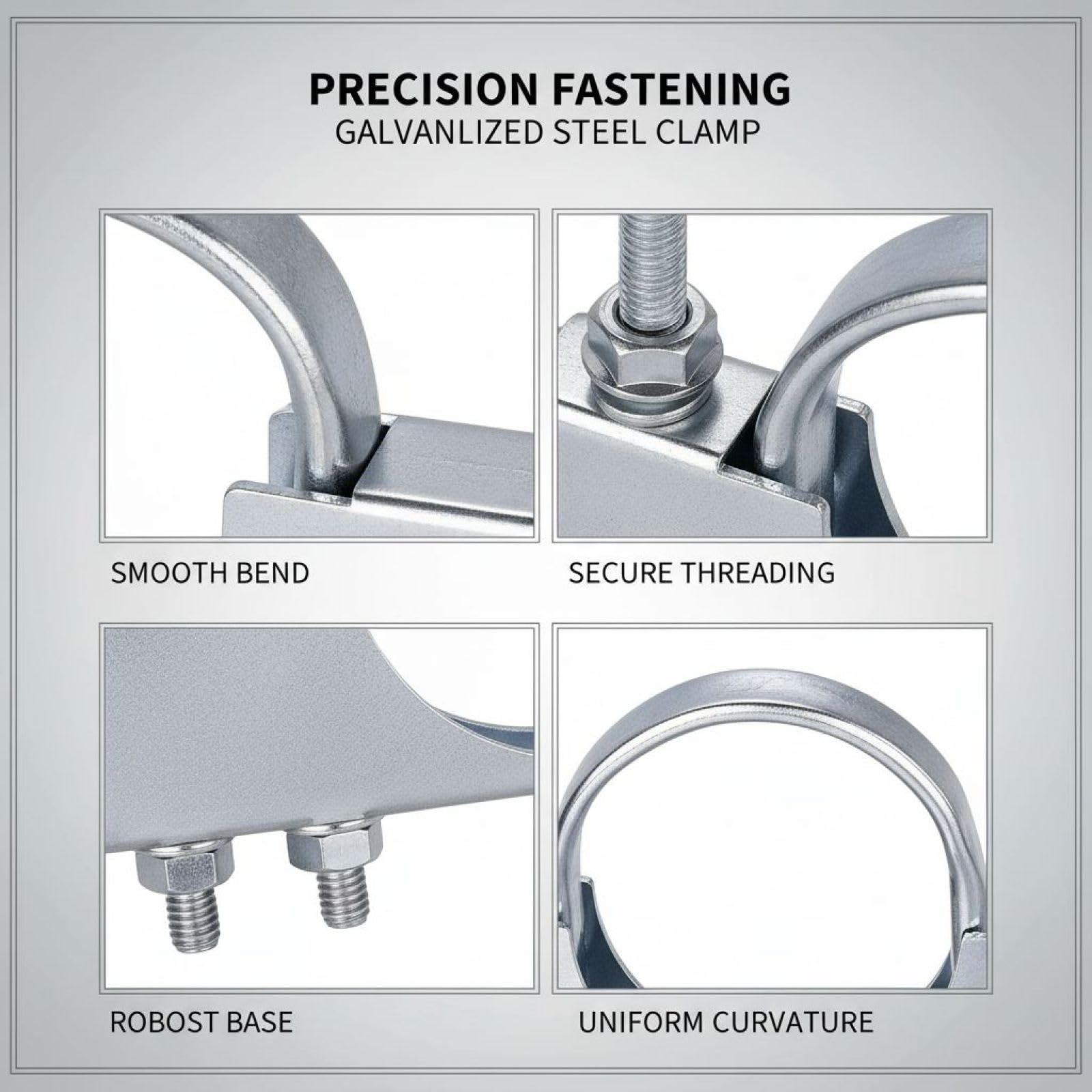 Lot de 2 colliers d'échappement en acier galvanisé, collier robuste 3 in, fixation en U en forme de 7, réglable à 360°, hauteur totale 10 in pour tubes 75 à 83 mm