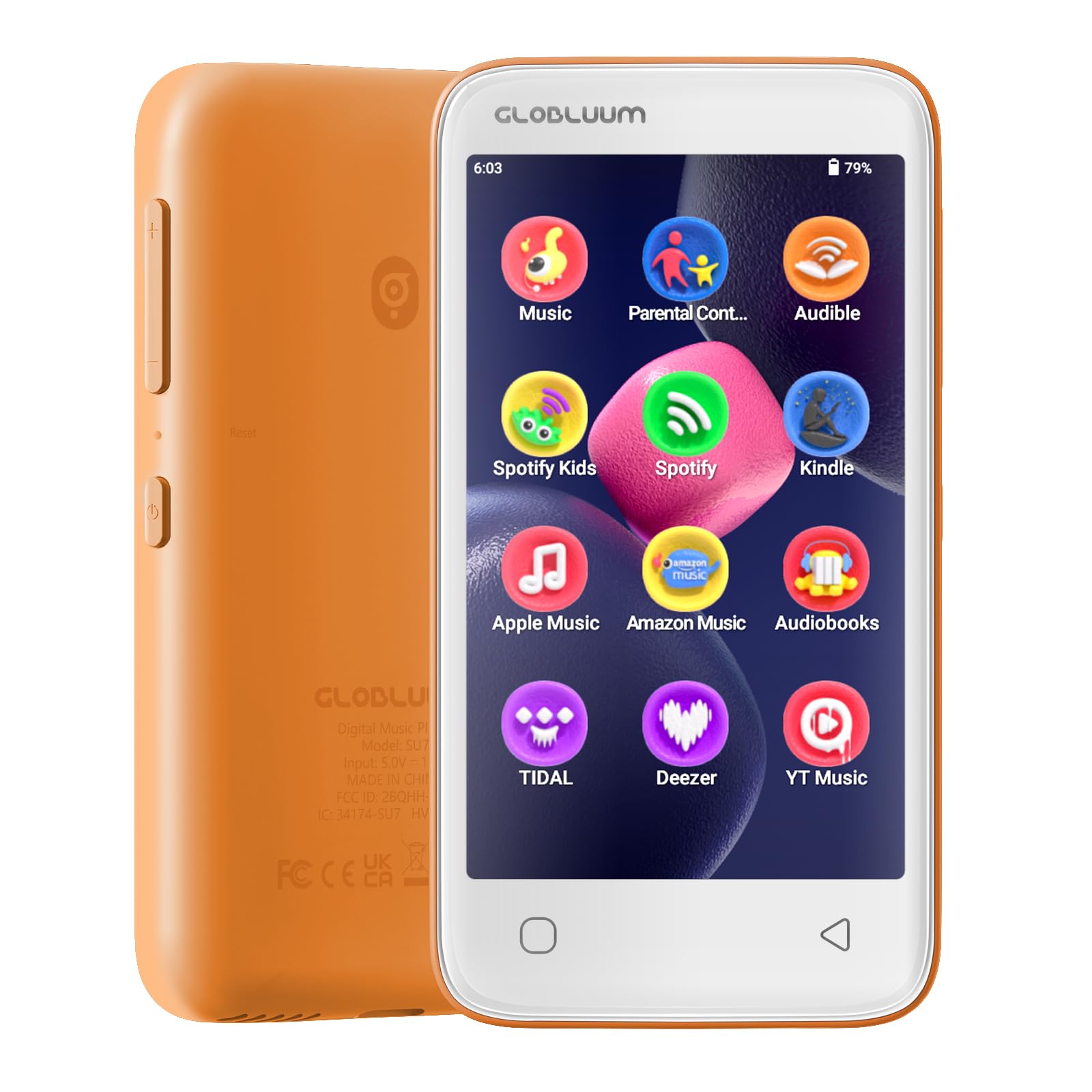 96GB MP3 Player with Bluetooth 5.0 and WiFi, Music Player with Spotify, Audible, Amazon Music, Pandora, Libby, Spotify Kids, 4" Touchscreen Android MP4 Player with HiFi Sound (Tangerine)-image-11