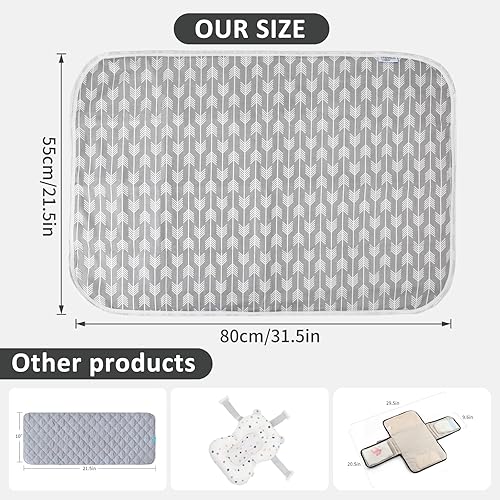 Miniatura 3 de Cambiador de pañales para bebé, 21 58 pulgadas x 31.5 pulgadas, impermeable, paquete de 2, reutilizable, suave y absorbente, cambiador portátil