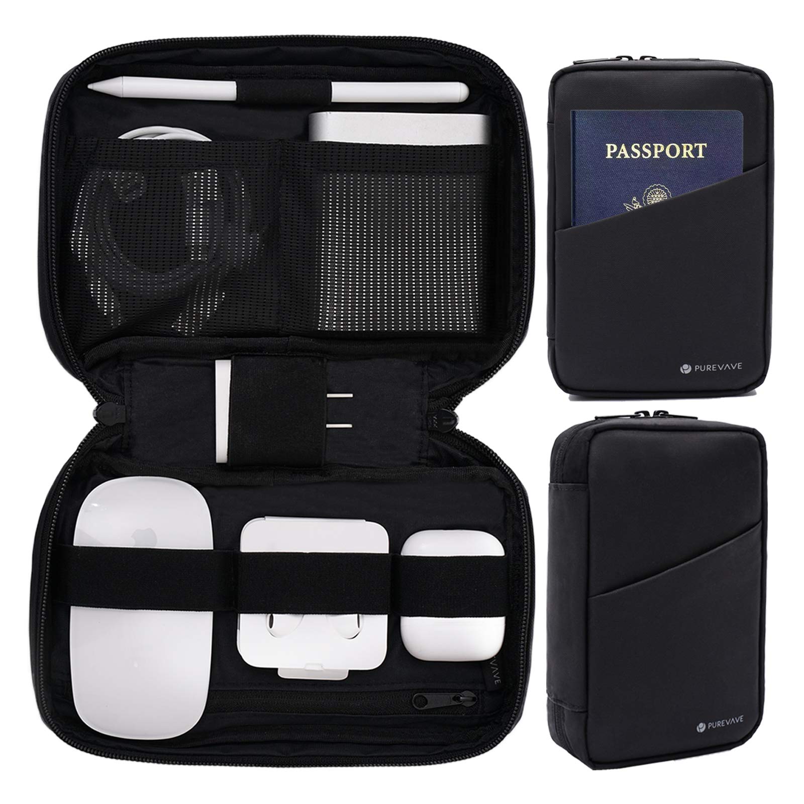 Purevave Electronics Organizer, Tech Organizer Pouch, Tech Travel Organizer, Compact Small Travel Cable Organizer for Cord, Phone Charger, USB Drive, SD Card and Power Bank Black (B08LN9JRYW) Amazon Price History, Amazon Price Tracker