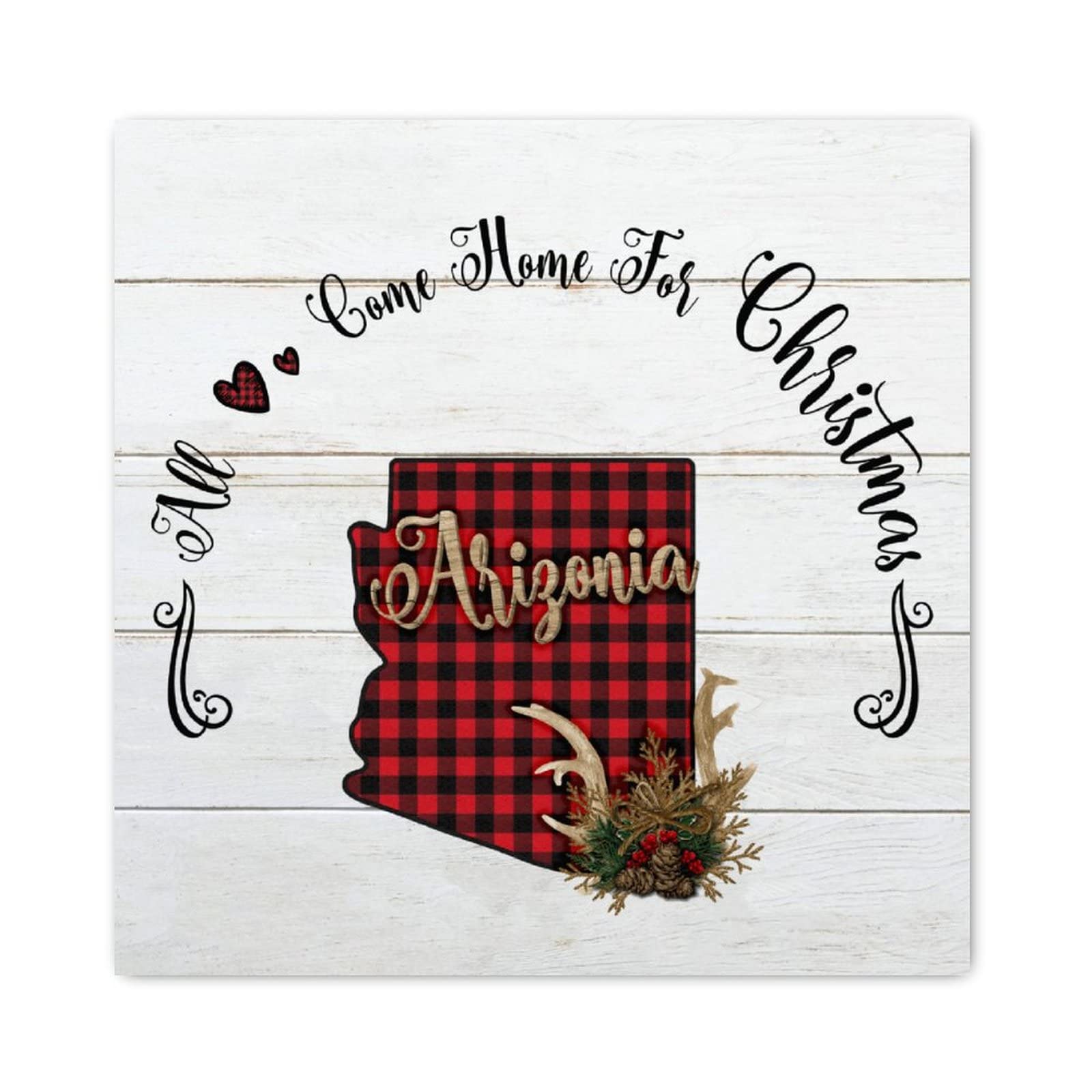 Panneau mural bois Noël 40cm pour décorer chaleureusement le salon de style Arizona