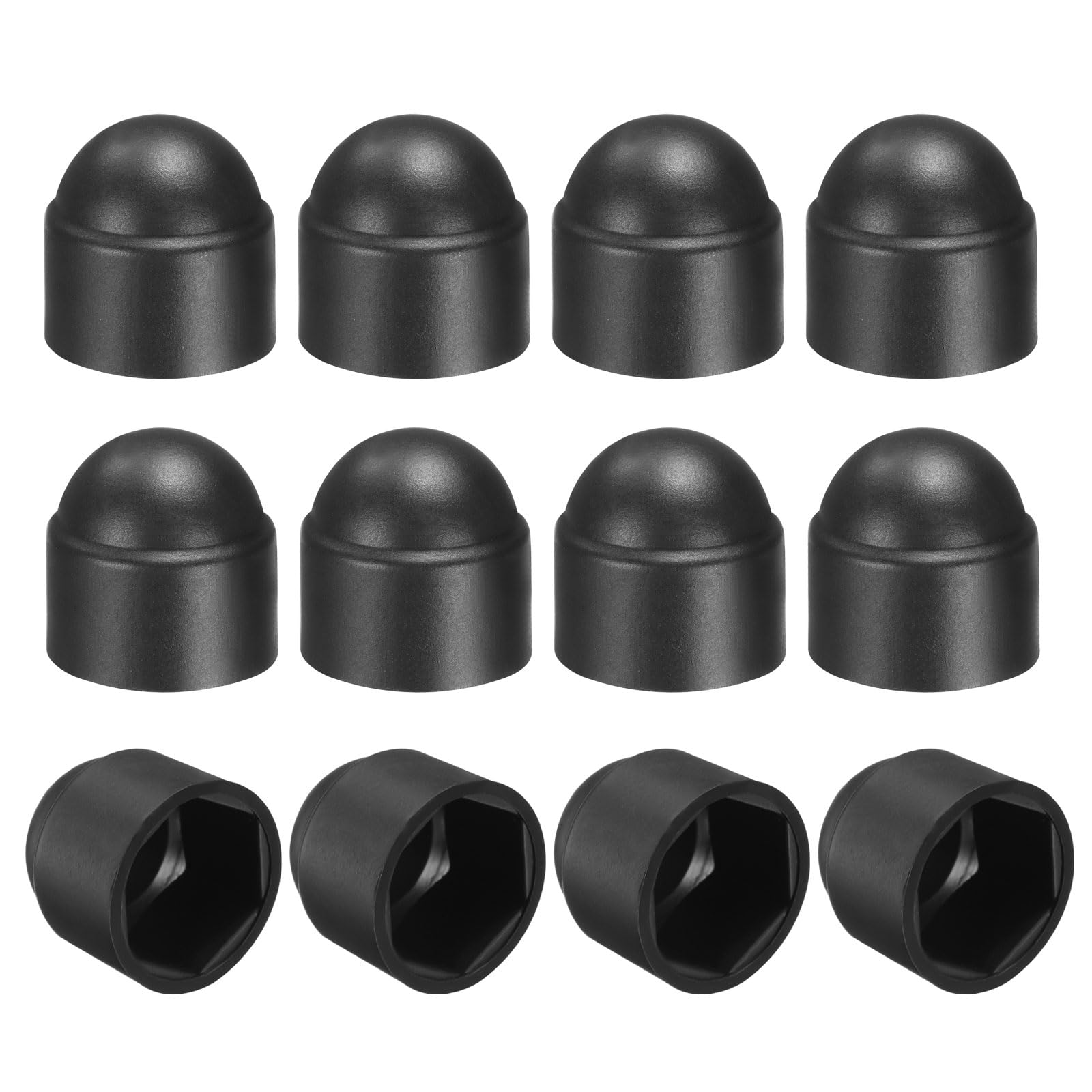 12Pcs Hex Nut Cover, M12x19x23mm Plastic Dome Nut Protection Cap Hex Screws Bolt Covers for Indoor Outdoor Furniture Automotive Bolts Decoration, Black