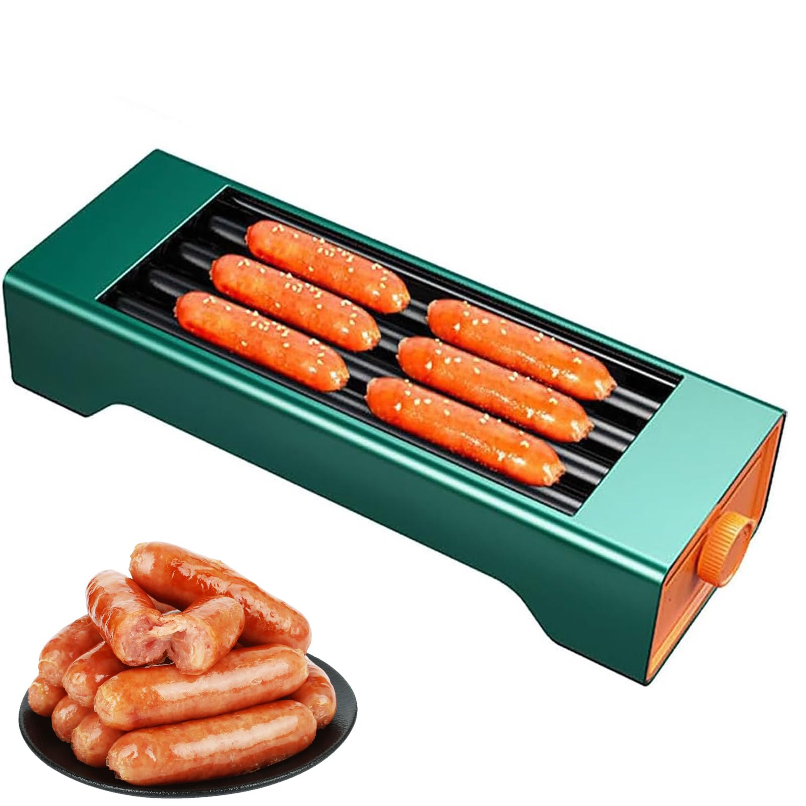TBLOTYD Hot Dog Roller Cooker Machine, Knob Temperature Control, Stainless Steel Materials, Removable Drip Tray, for Kitchen, Restaurant