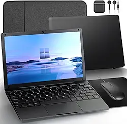 G-Anica Laptop, laptop win11, 8 GB + 128 GB, processadores Celeron Dual Core, laptops de 10 polegadas, Bluetooth WiFi, webcam HDMI e bolsa para laptop, mouse, mouse pad, fone de ouvido (cinza)