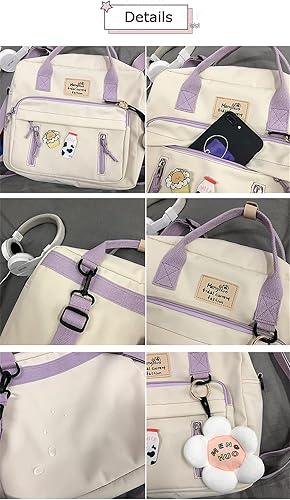 Miniatura 4 de Mochilas japonesas para niñas adolescentes para la escuela secundaria, mochila Kawaii con alfileres mochila escolar linda mochila estética, Verde