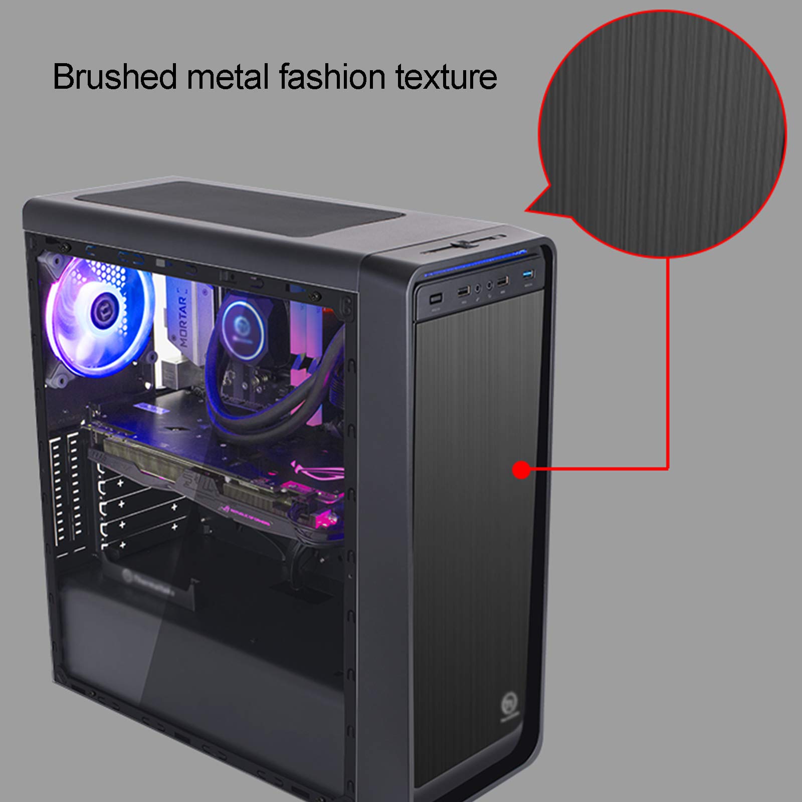 Caso Computer Case ATX Mid Tower PC Gaming - Porta USB Anteriore - Quick-Release Vetro temperato Pannello Laterale - Sistema di Gestione dei Cavi - Pronto Water-Cooling - Nero