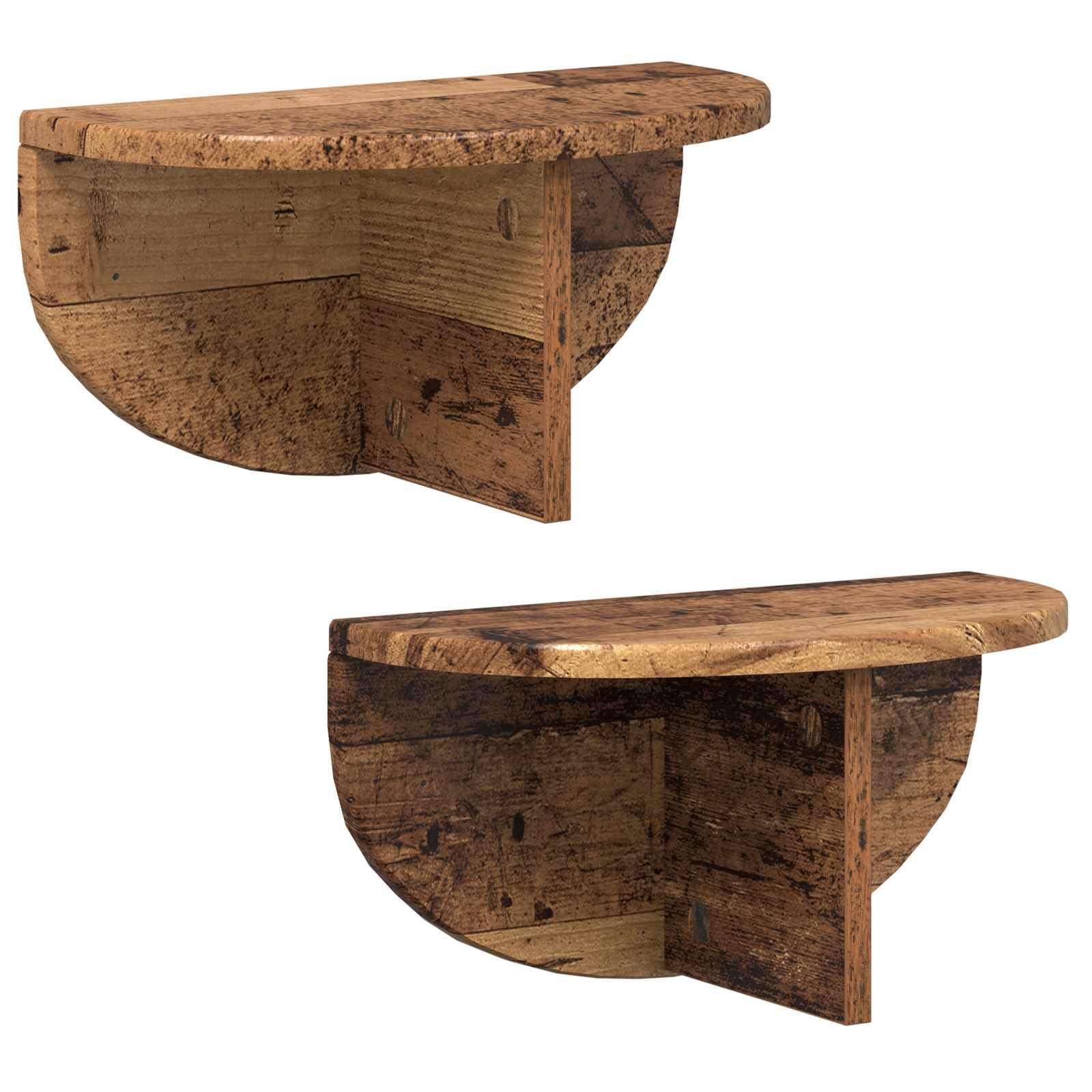 Regał ścienny, zestaw 2 sztuk, wygląd starego drewna, 38 x 19 x 19 cm, materiał drewnopochodny, wiszące półki do montażu na ścianie, uniwersalna półka ścienna, oszczędność miejsca do