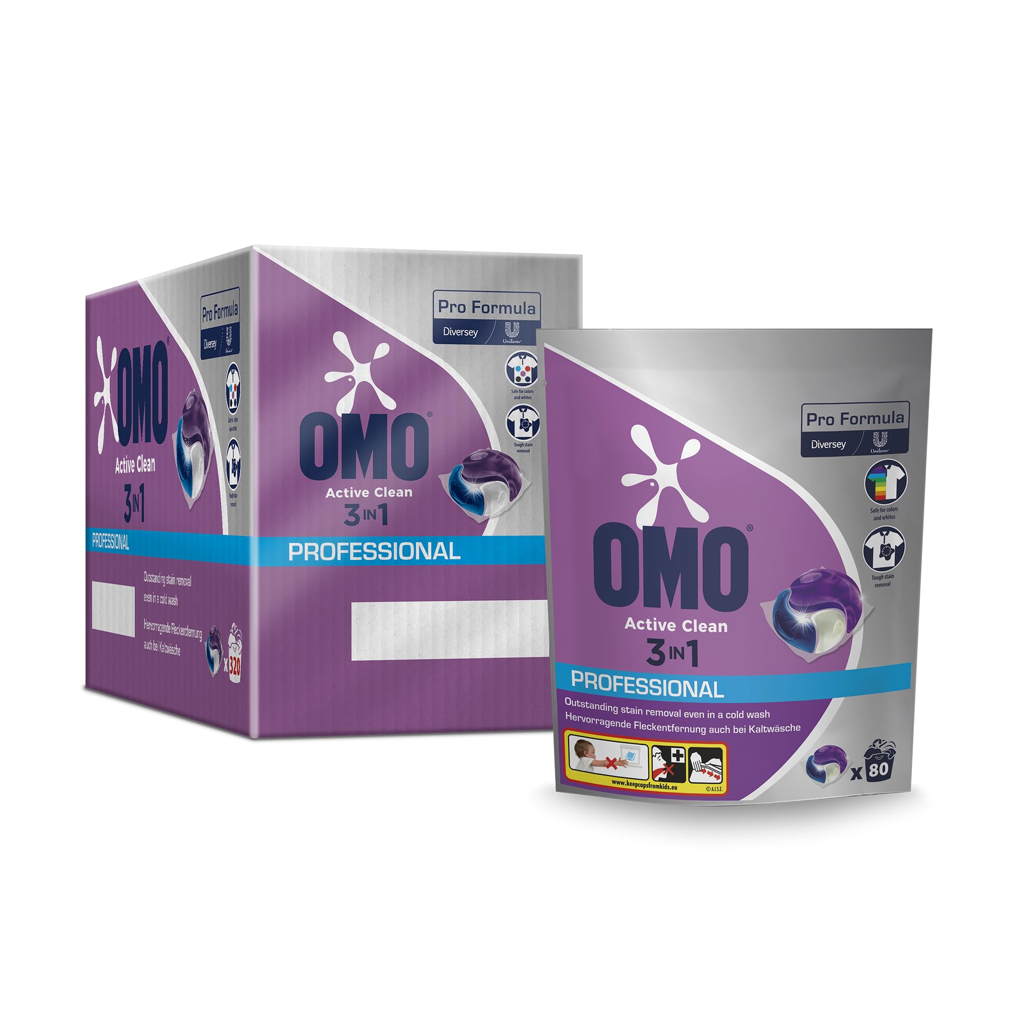 Omo Professional Active Clean 3 in 1 capsule – 4 x 80 pezzi.