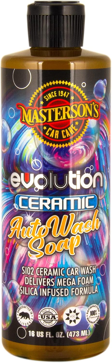 MASTERSON'S CAR CARE MCC_135_16 Evolution Ceramic Auto Wash Soap - Ceramic Coating Si02 Infused Car Wash - Mega Foam Works in Buckets, Foam Cannons, Pressure Washers (16 oz)
