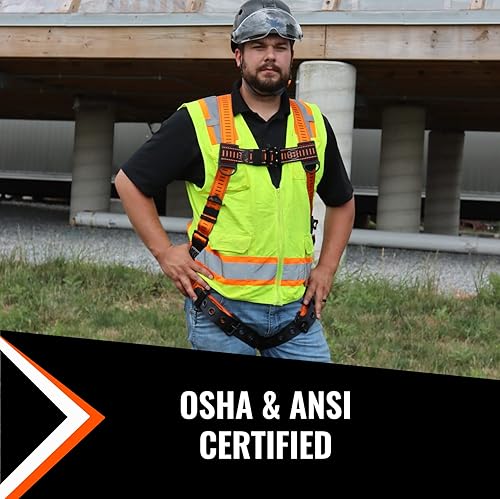 Miniatura 5 de Malta Dynamics Javelina - Arnés de seguridad para protección contra caídas, ligero, cómodo arnés de construcción, lengüeta y hebilla