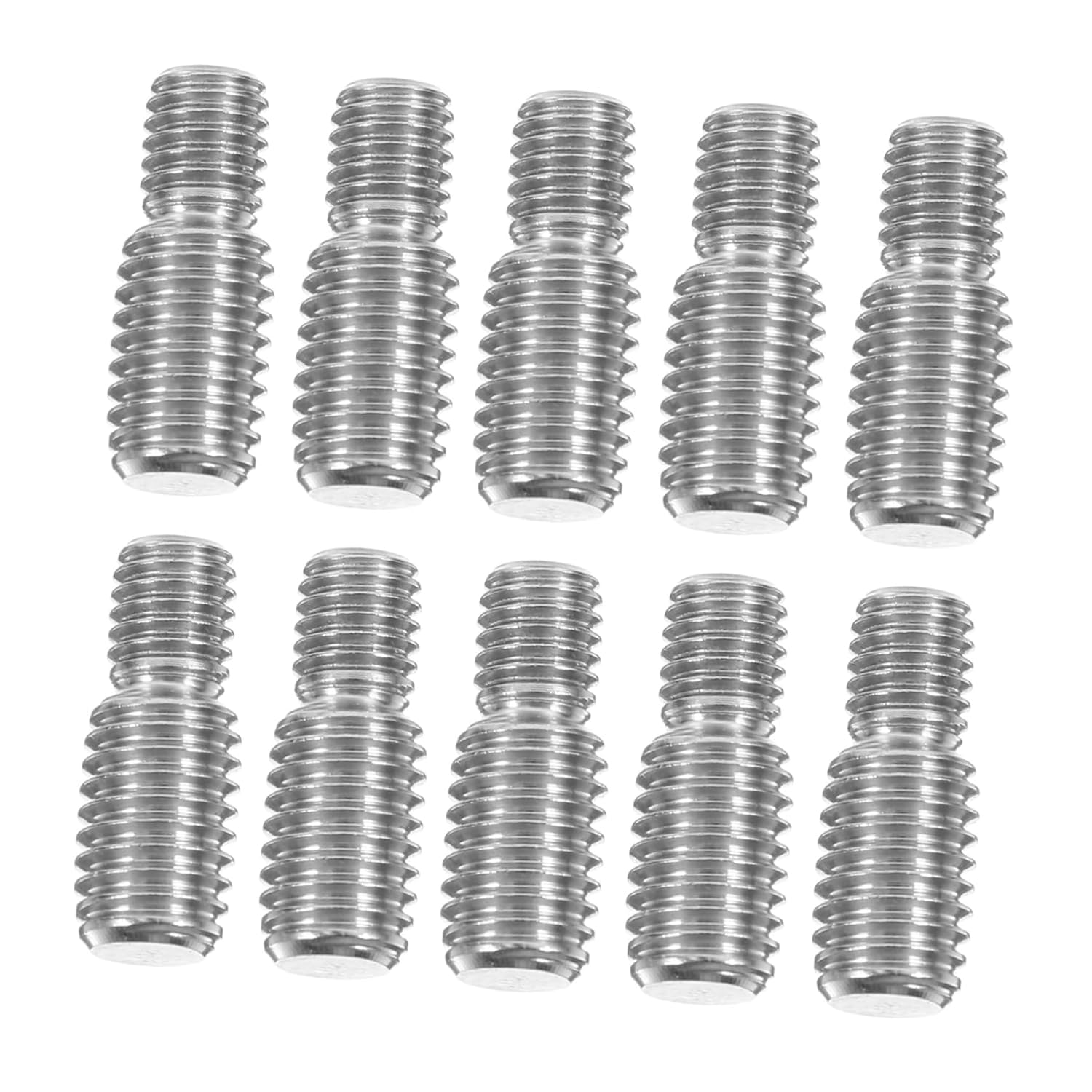 iplusmile 10-Pack M8 to M10 Stainless Steel Thread Reducer Screws Double Ended Threaded Adapters for Furniture Hardware Sturdy Nut Connector