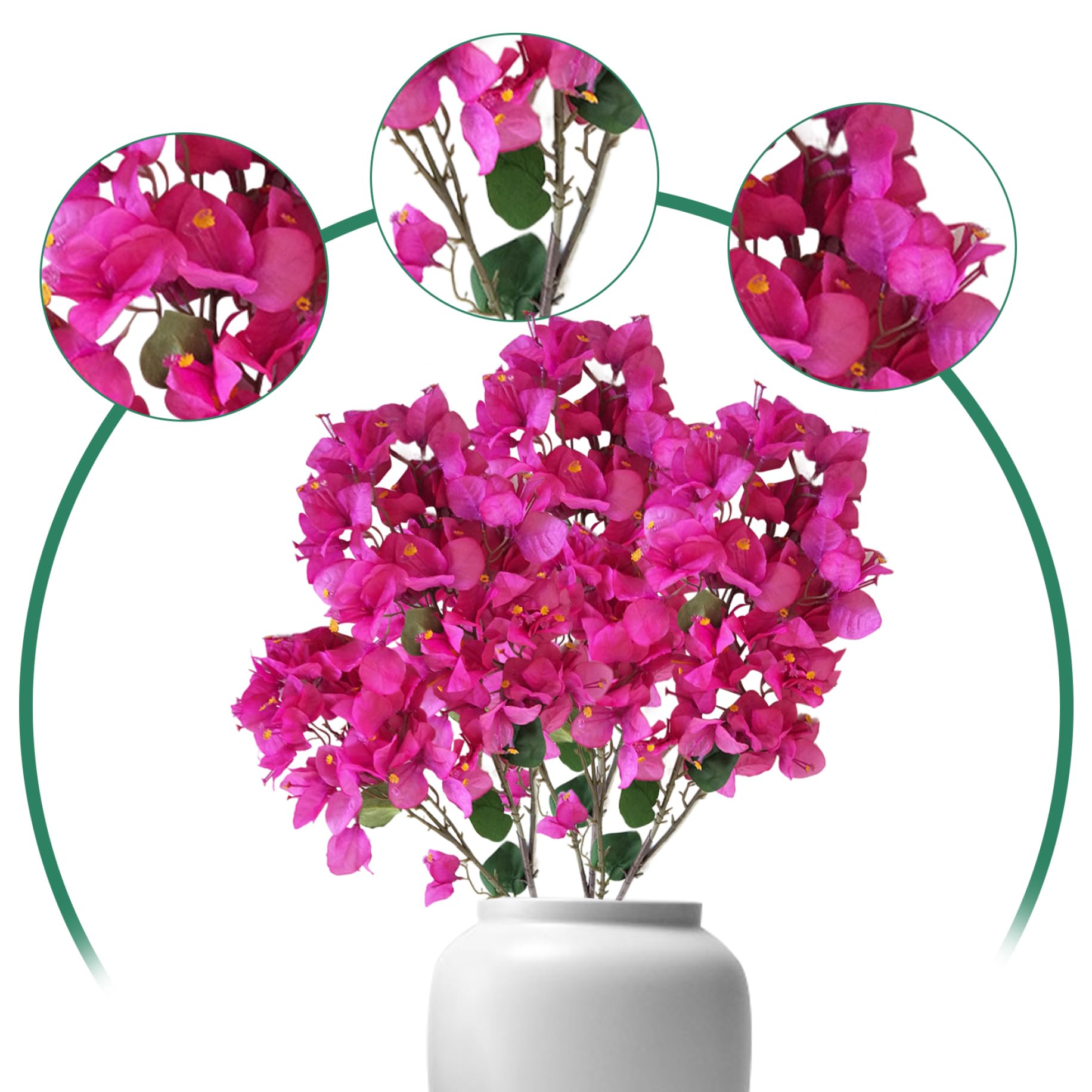 Bougainvillea Artificiale 5 Pezzi 98,6 Pollici Piante Di Bouganville in Seta Realistiche Rami Di Bouganville Finti Fiori Finti Steli per La Decorazione Domestica Viola Rosa Rossa