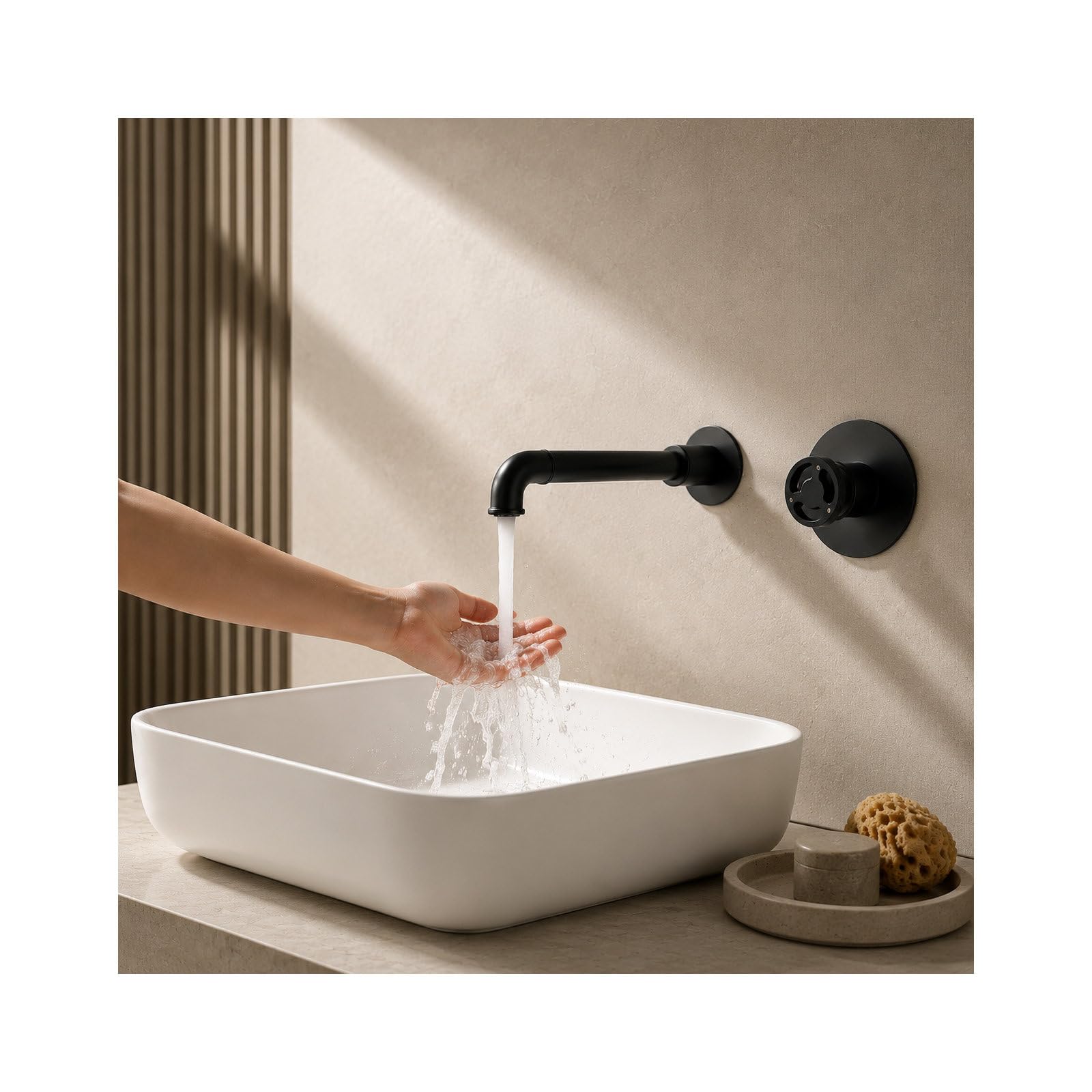 Mitigeur lavabo encastrable noir mat avec robinet de salle de bain mural et boîte d'encadrement