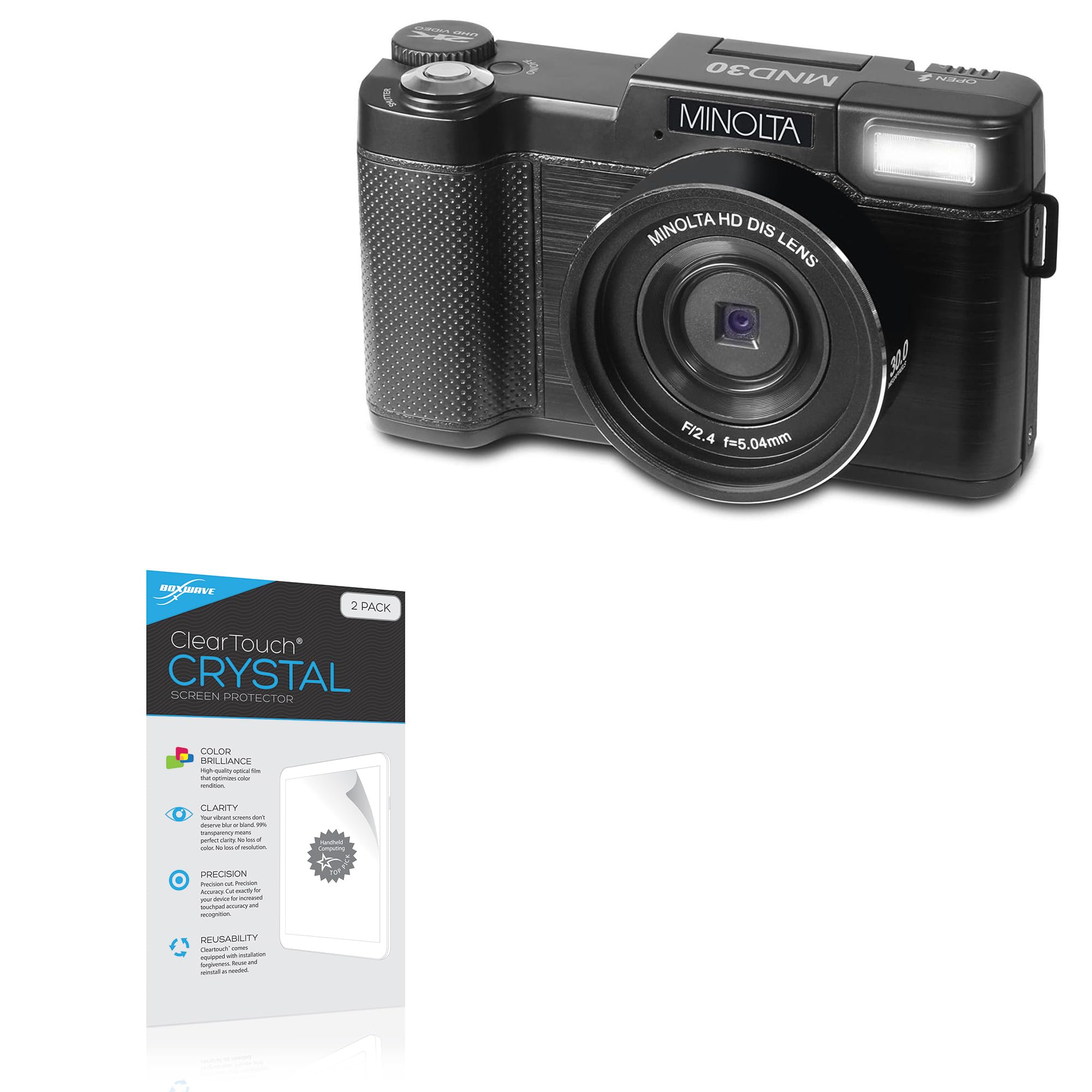 BoxWave Screen Protector Compatible with Minolta MND30 - ClearTouch Crystal (2-Pack), HD Film Skin - Shields from Scratches