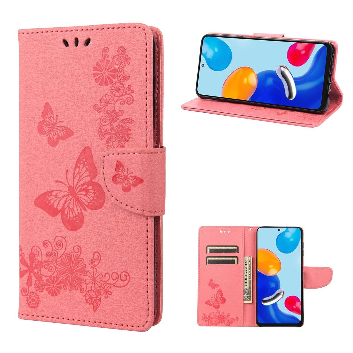 Protège écran Xiaomi Redmi Note 11 clapet rose contre les rayures