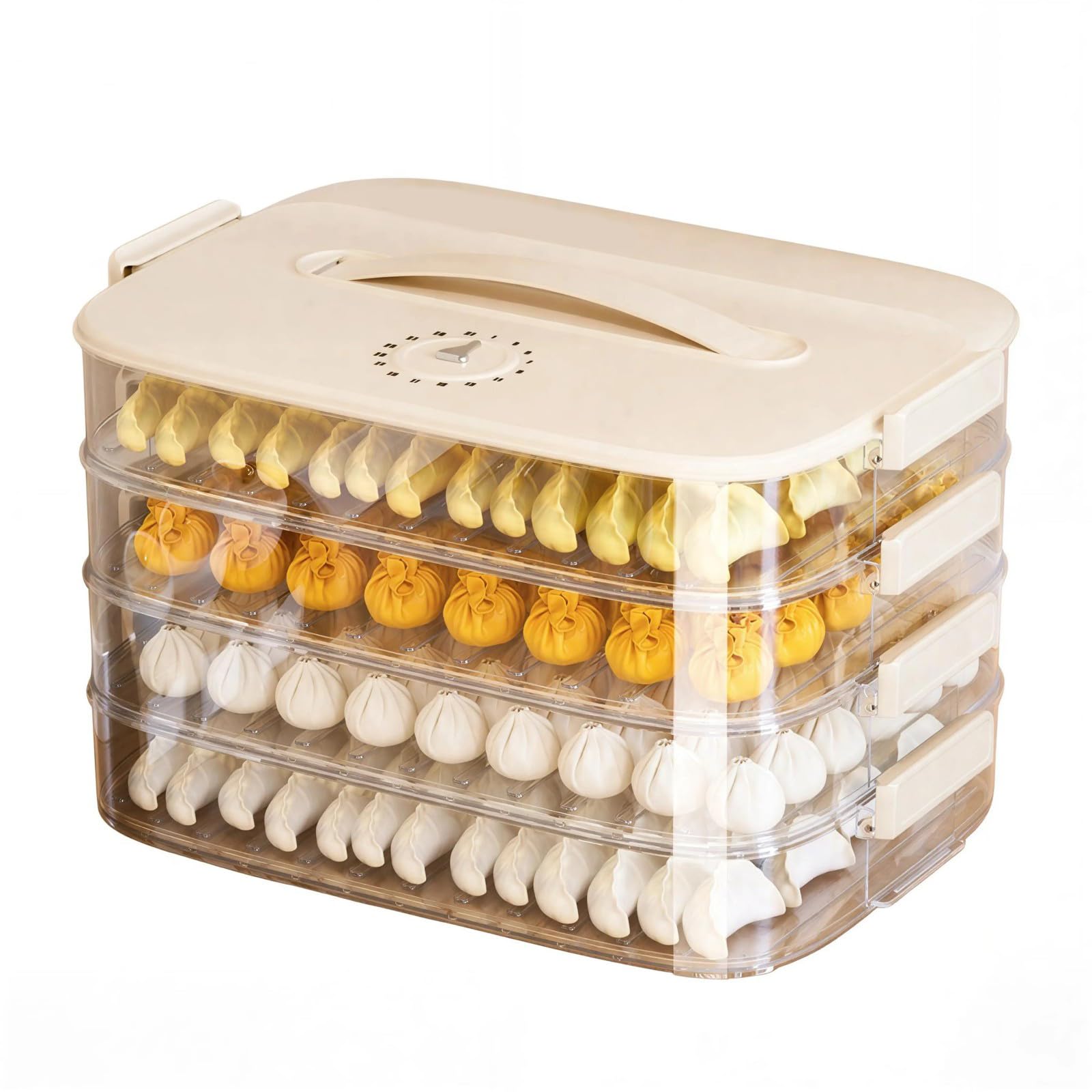 Kaeltsyn Dumpling Storage Solution with Compartmentalized Designs for Dumpling and Wonton for Refrigerator Organization PP Freezer Container
