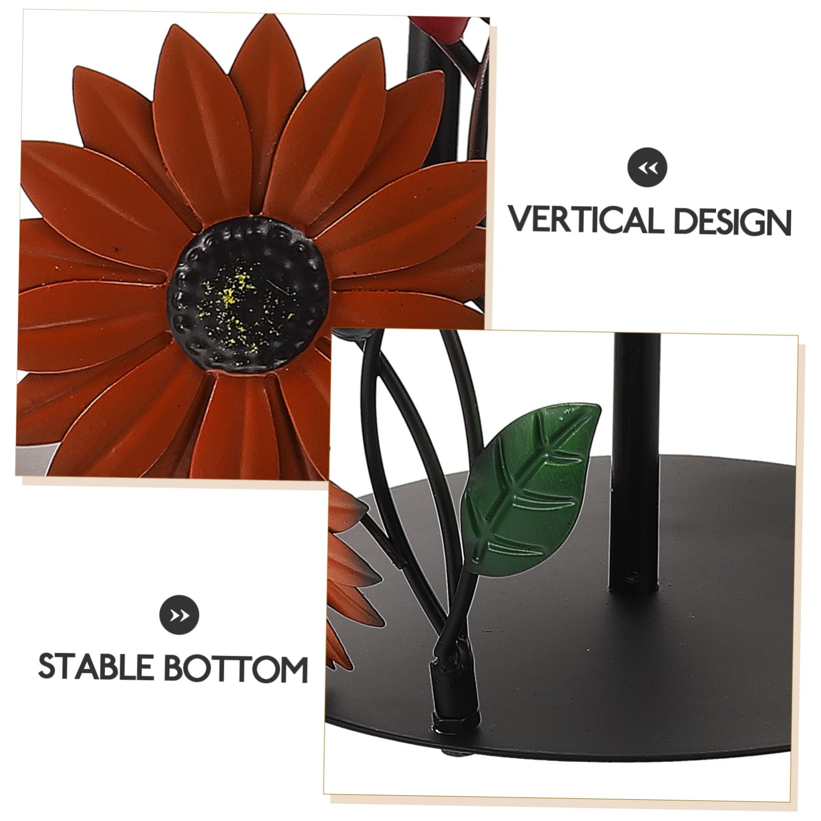 Porta Rotolo Carta Cucina in Ferro a Girasole Verticale | Design Decorativo, Base Stabile, Facile da Spostare, Organizzatore Compatto per Piano di Appoggio