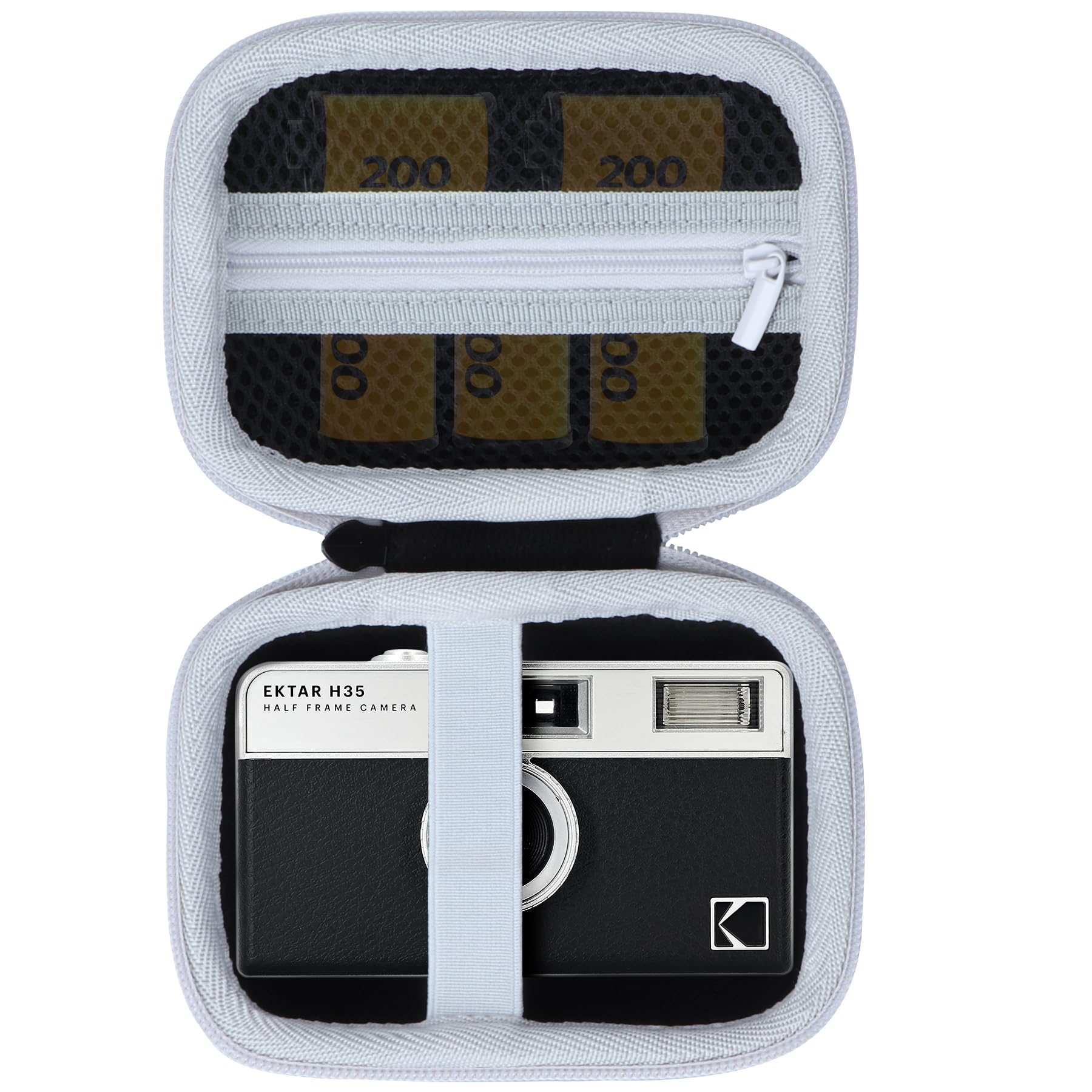 Lebakort Storage Case Compatible with KODAK EKTAR H35 / H35N / Ultra F9 / M35 / M38 Half Frame Film Camera (Black + White Case)