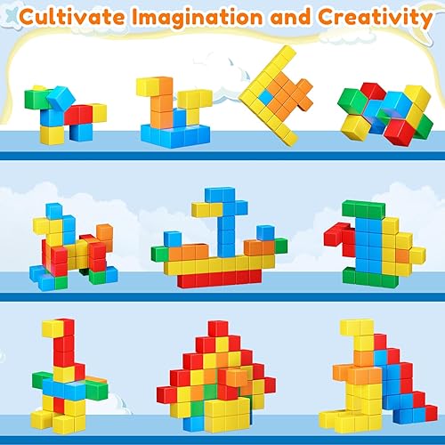 Miniatura 4 de Bloques magnéticos para niños pequeños, juguetes de bloques de construcción para niños de 3, 4, 5, 6, 7 y 8 años, cubos magnéticos de 1.42 pulgadas