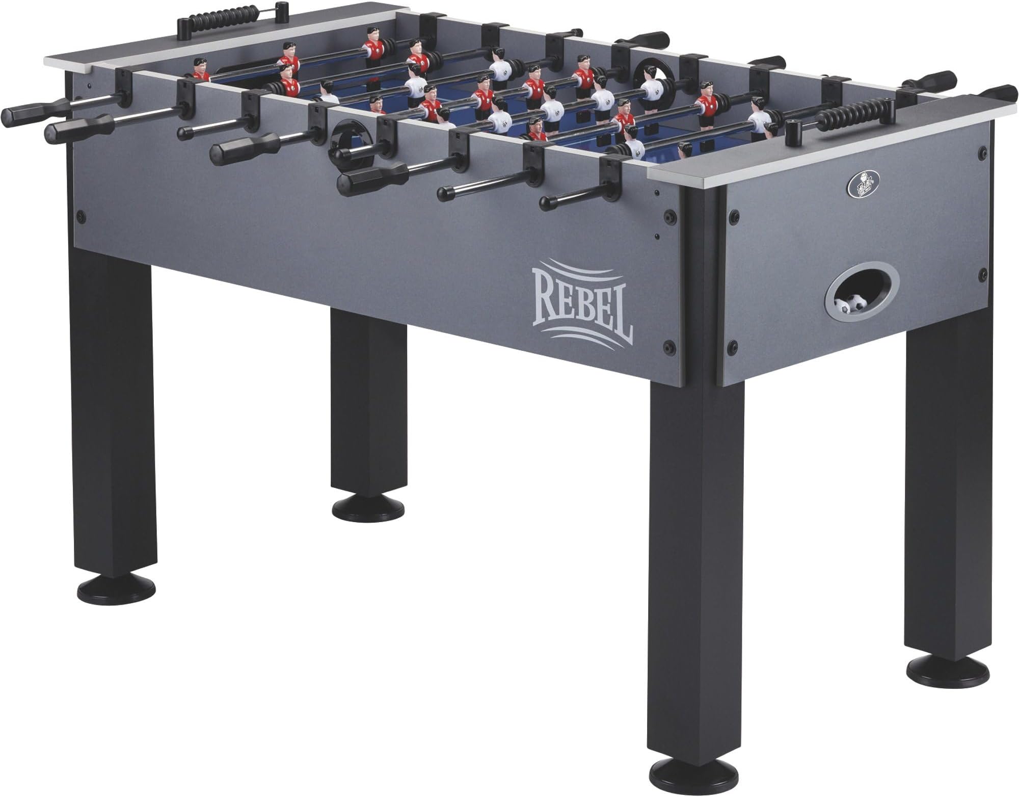 Rebel 4.5 Foot Foosball Table, Soccer Table Game with Quick Snap Rods, Blue Playing Field, Abacus Scoring, Includes 4 Foosball Balls