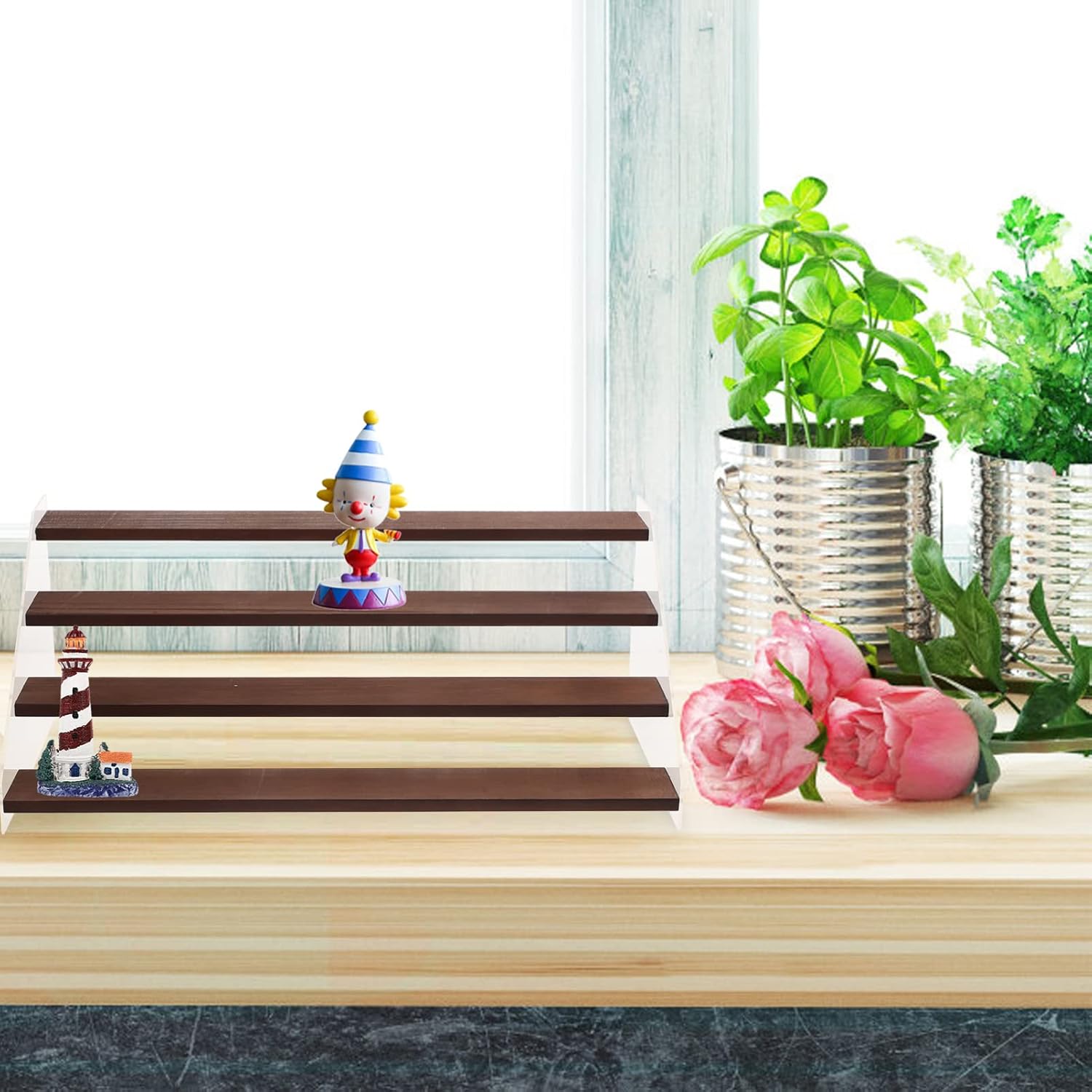 DECHOUS 4 Tier Acrylic Wood Model Display Stand for Toys and Figures image 4