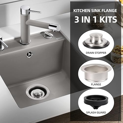 Miniatura 2 de Kit de deflector de fregadero de reborde de eliminación de basura, ajuste universal de orificio de drenaje estándar de 3-12 pulgadas, accesorios de