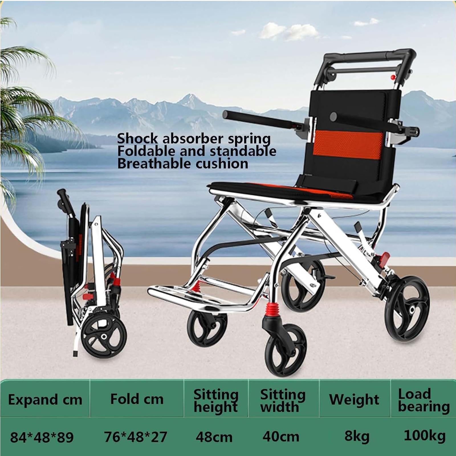 Silla De Ruedas Plegable Ligera De Aluminio Silla De Ruedas Activa Silla De Ruedas Ultraligera Autopropulsada para Viajes En Casa
