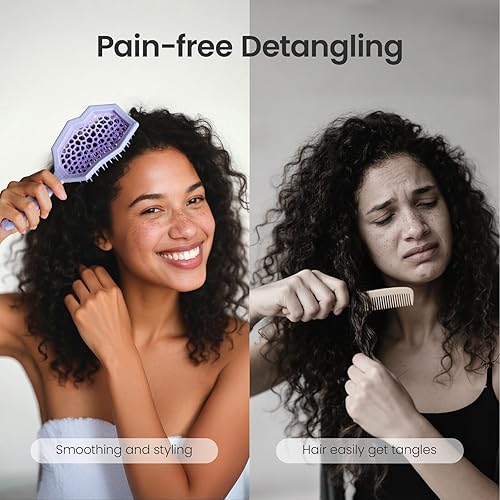 Miniatura 4 de AIMIKE Glacier - Cepillo desenredante sin dolor para cabello rizado, uso húmedo y seco, se desliza a través de los enredos con facilidad, cepillo