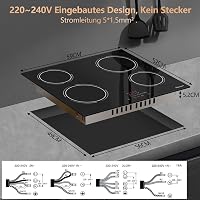 Disaenvir 4 égőfejes üvegkerámia főzőlap 6000W, 60cm, 9 fokozat, időzítő 6