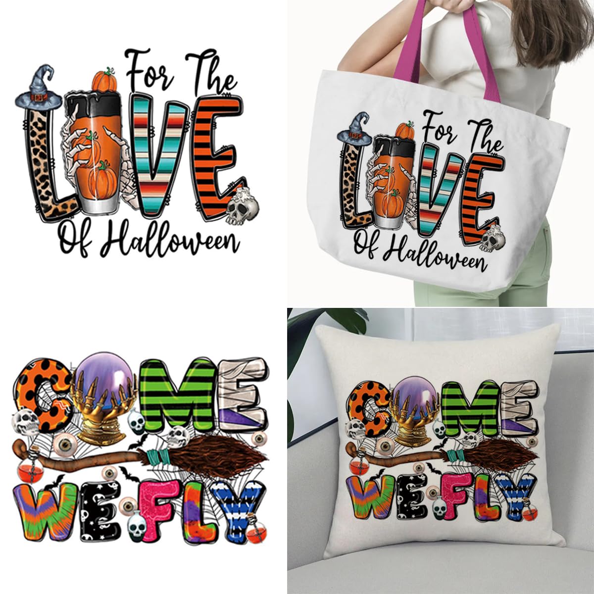 8 hojas de parches termoadhesivos para planchar de Halloween, calavera, calabaza, murciélago, araña, lindo fantasma, calcomanías de transferencia de calor para ropa, camisetas, manualidades,