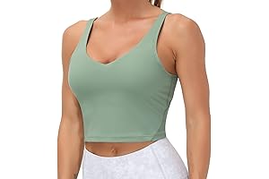 Womens Gym Fit Longline Wirefree Padded Sports Bra with Medium Support