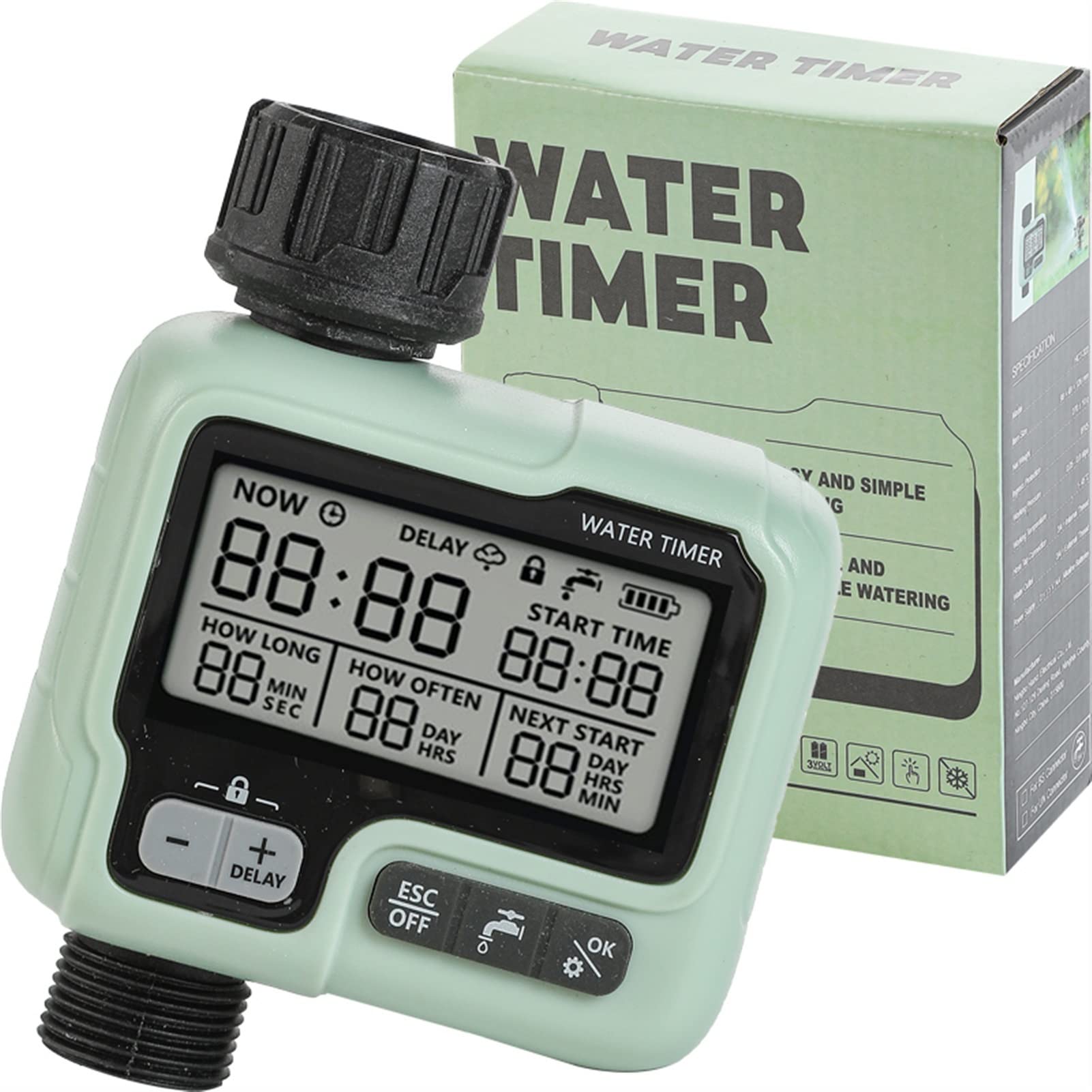 Wassertimer Bewässerung Timer mit Regensensor -Bewässerung Timer wasserdichtem Wasserstandssensor Automatischer Bewässerungssystem Bewässerung Controller Schlauchtimer (Color : Spring Set)