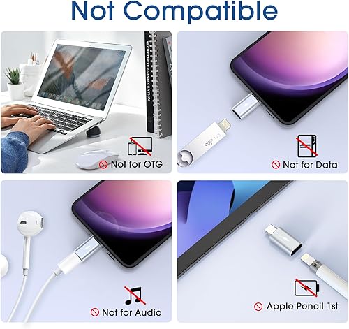 Miniatura 5 de TechMatte Paquete de 3 adaptadores Lightning a USB C, carga compatible con teléfono 15PlusProPro Max y más dispositivos Android, compatible con