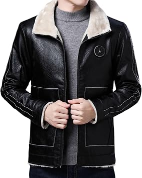 Mens Leather Jacket, Lightweight Motorcycle Jacket Motorcycle Motorbike Pu Jacket Removable Protectors Shearling Collar Vintage Biker Mens Bomber Jackets Uk Jacket Mens Mens Coats Outwear Pu Coat
