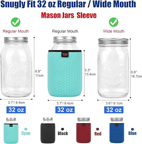 Miniatura 9 de Desing Wish Funda de neopreno para tarro Mason de boca regular de 12 onzas, 12 onzas, antideslizante, acogedora, aislada, fundas protectoras de 2.6