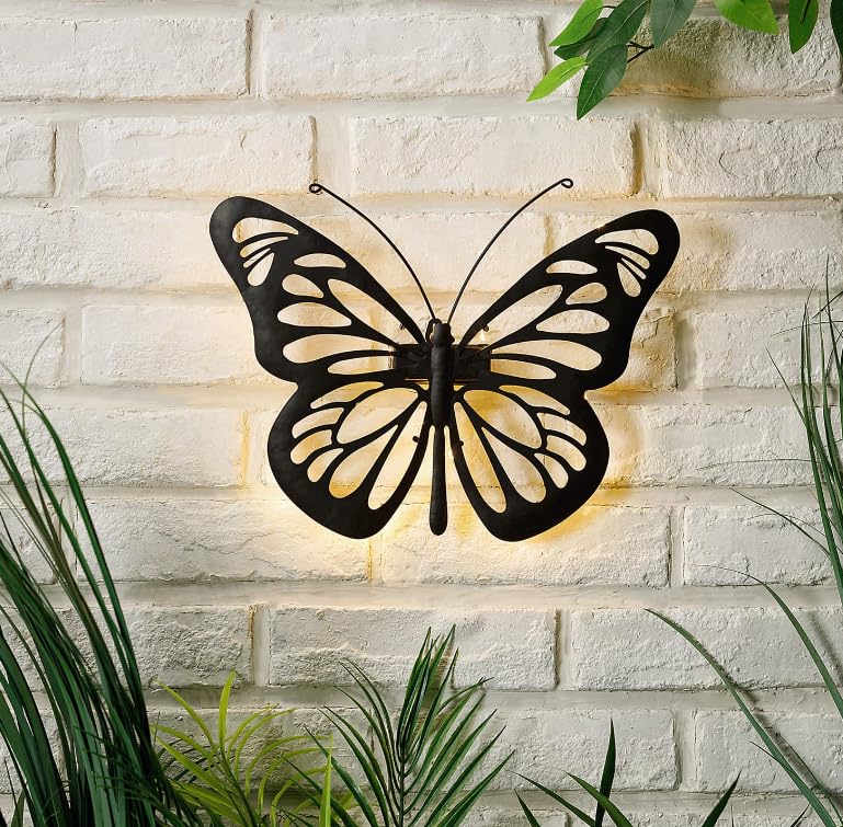 U.safFirefly Wall Art Solar Light - Elegant Butterfly Design - Outdoor Illumination with Solar-Powered Efficiency - Enhance Your Space with Artistic Beauty and Practical Lighting