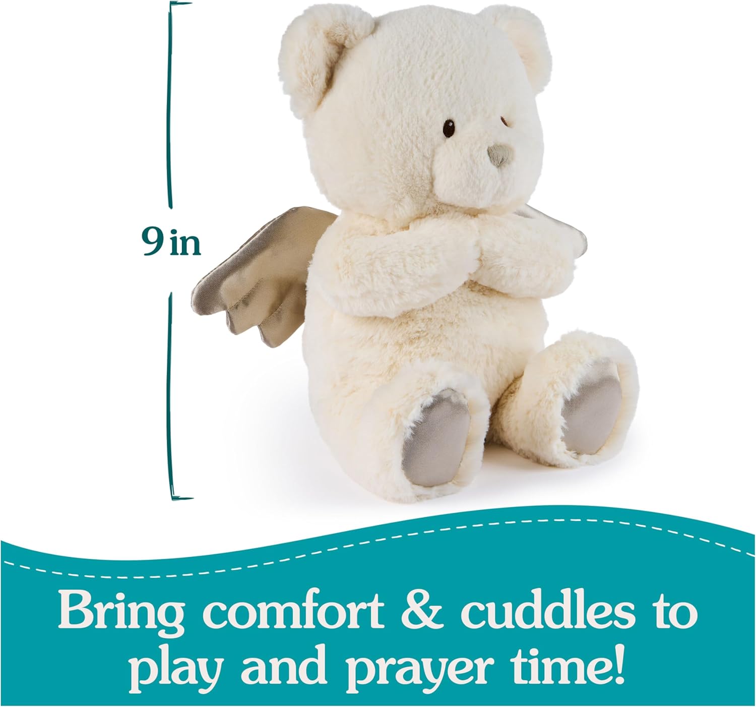 GUND Baby Angel Bear with Wings, Spiritual Teddy Bear with Chime Sound, Sensory Toy for Babies and Newborns, White, 9”